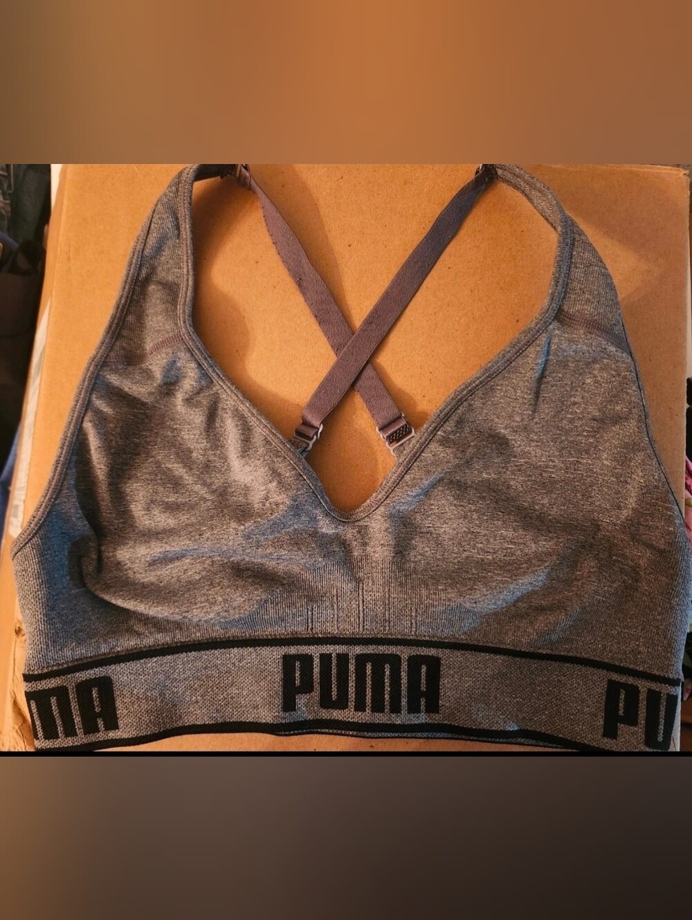 Puma Gray Seamless Cross-Back Sports Bra